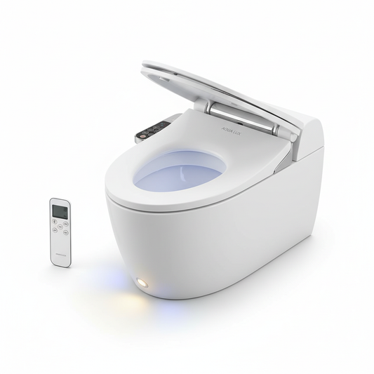 Premium smart heated bidet toilet seat with remote control and LED night light