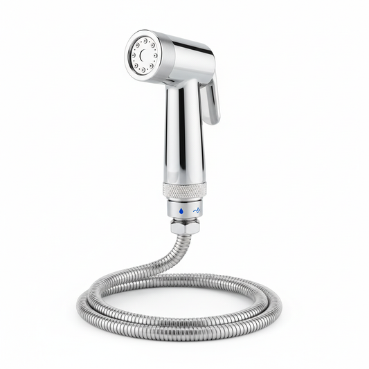 Premium bidet attachment sprayer with chrome finish and adjustable water pressure control